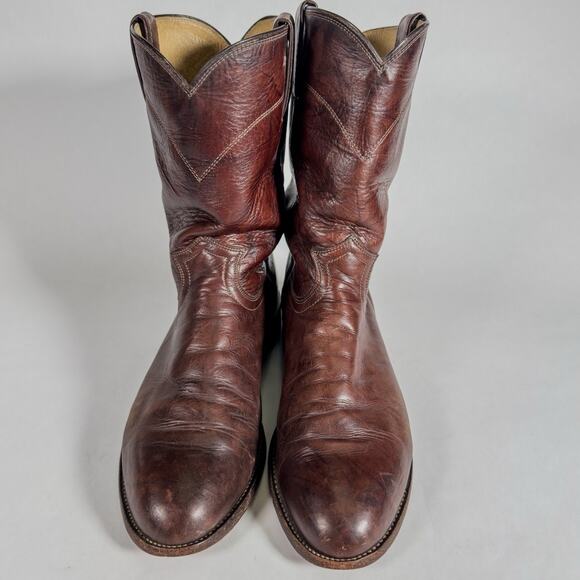 Justin 3162 Deerlite Brown Roper Cowboy Boots 9.5 EE Marbled Mexico Leather main image 11